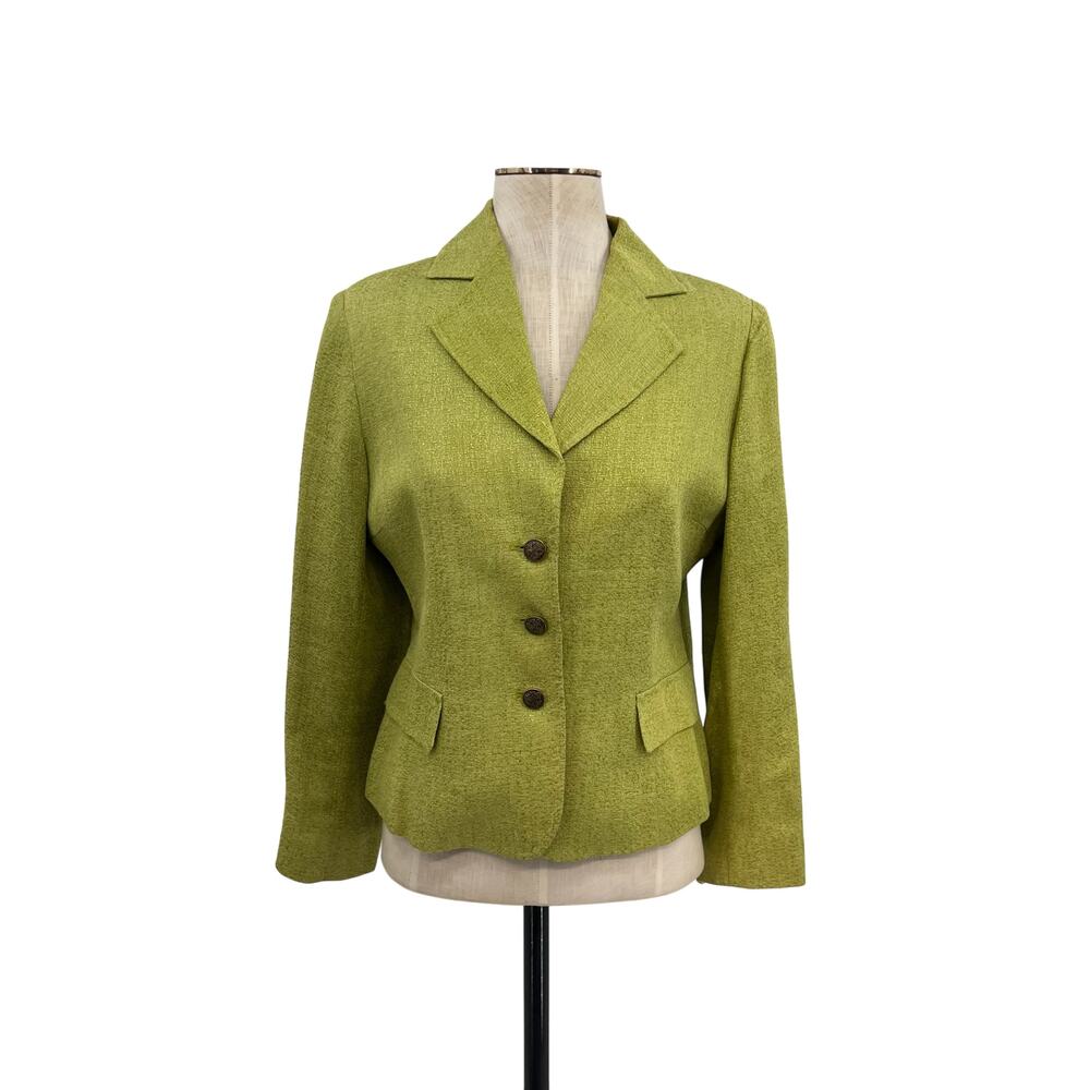 Vintage Dolce & Gabbana Chartreuse Blazer 46 US 8 10 Logo Buttons Made In Italy